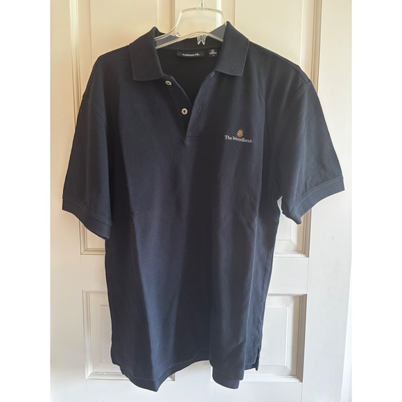 Ashworth Other - Ashworth Mens Black The Woodlands Embroidered Logo Pique Golf Polo Shirt Large